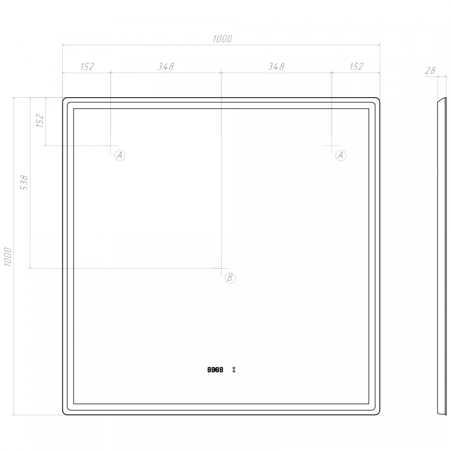 Зеркало VIGO Roberta Luxe 1000 295 100x100 см