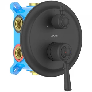 Смеситель для ванны Aquatek Классик 3 режима внешняя и скрытая часть матовый черный AQ1547MB