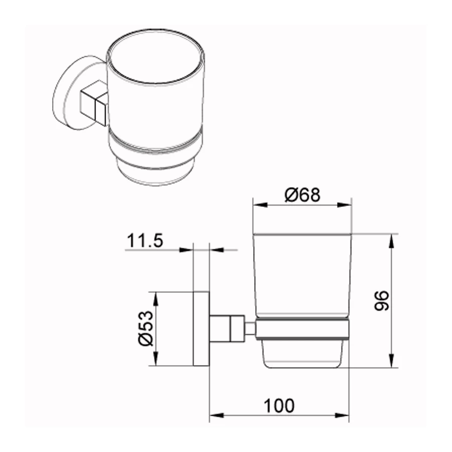 Стакан стеклянный Azario Nessy хром AZ-73106