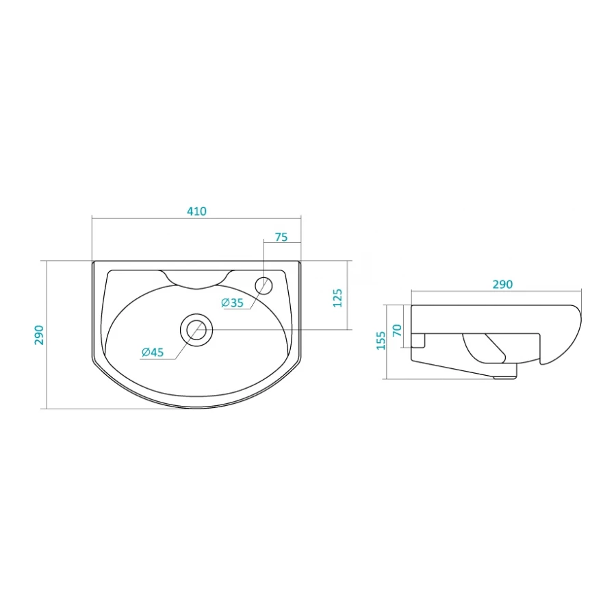 Раковина Santek Азов 1.WH11.0.254 41х29 см
