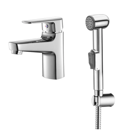 Смеситель для раковины Azario с гигиеническим душем керамический картридж хром AZ-HU245911