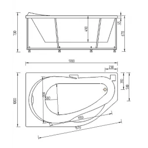 Акриловая ванна Акватек Таурус правая с фронтальным экраном TAR170-0000129 170x100 см