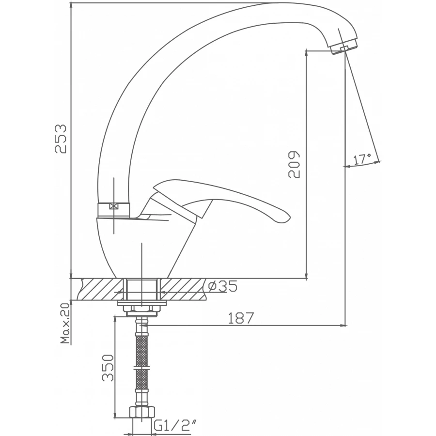Смеситель Cron для кухни хром CN4103-2
