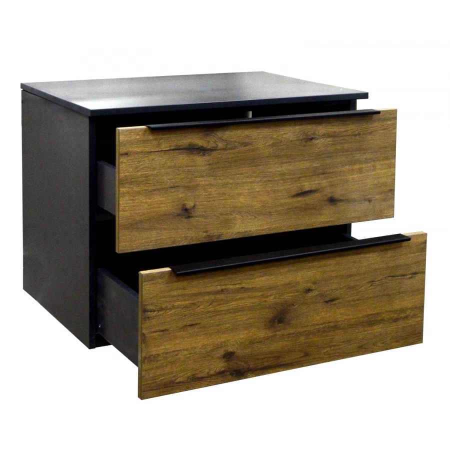 Тумба подвесная Azario Gris 90/2 два выдвижных ящика цвет дуб веллингтон CS00080430 90х50х56 см