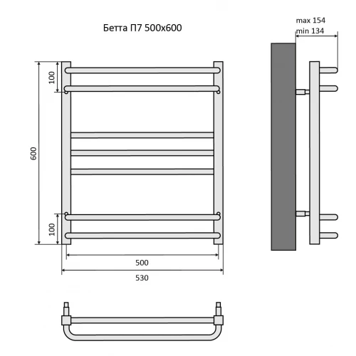 Полотенцесушитель водяной Aquatek Бетта П7 AQ KRC0760BL 50х60 см