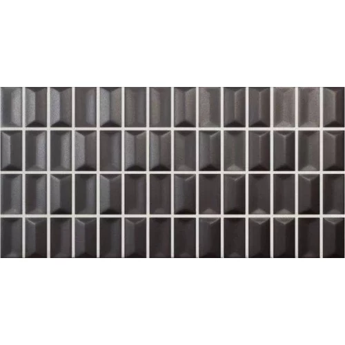 Плитка настенная WOW 3D Bars Diamond Onix Matt матовая черная 135539 25х12,5 см