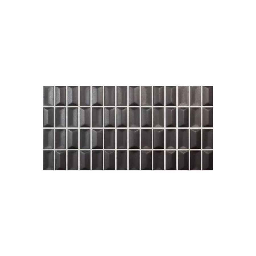 Плитка настенная WOW 3D Bars Diamond Onix Matt матовая черная 135539 25х12,5 см