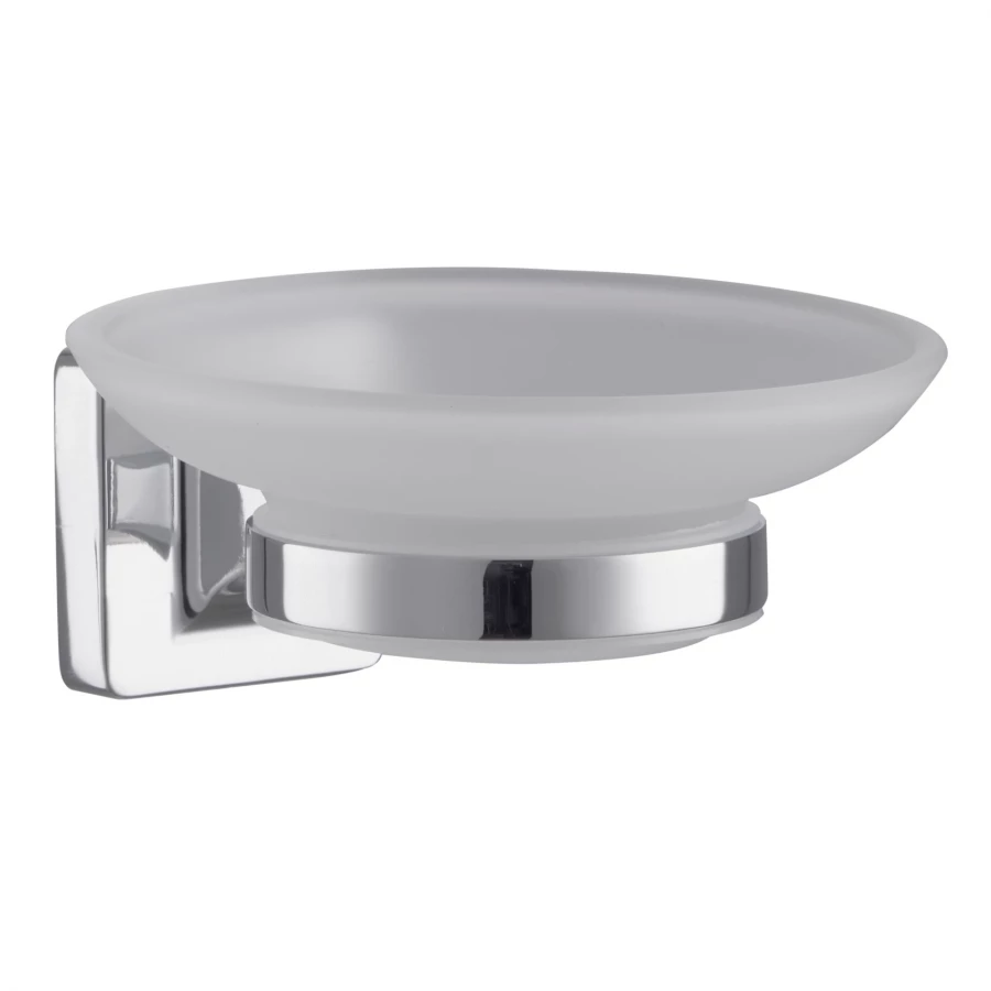 Мыльница Fashun со стеклянным матовым блюдцем хром A2602