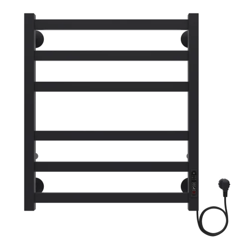 Полотенцесушитель электрический Azario Palermo квадрат 6 секций тен справа черный AZ83856B 50x60 см