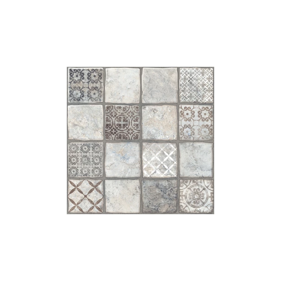 Керамогранит Керамин Карфаген 1Д серый с рисунком 2,08 м2 40х40х0,7 см