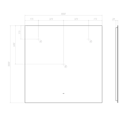 Зеркало Vigo Quadro Comfort 1000 146 100x100 см