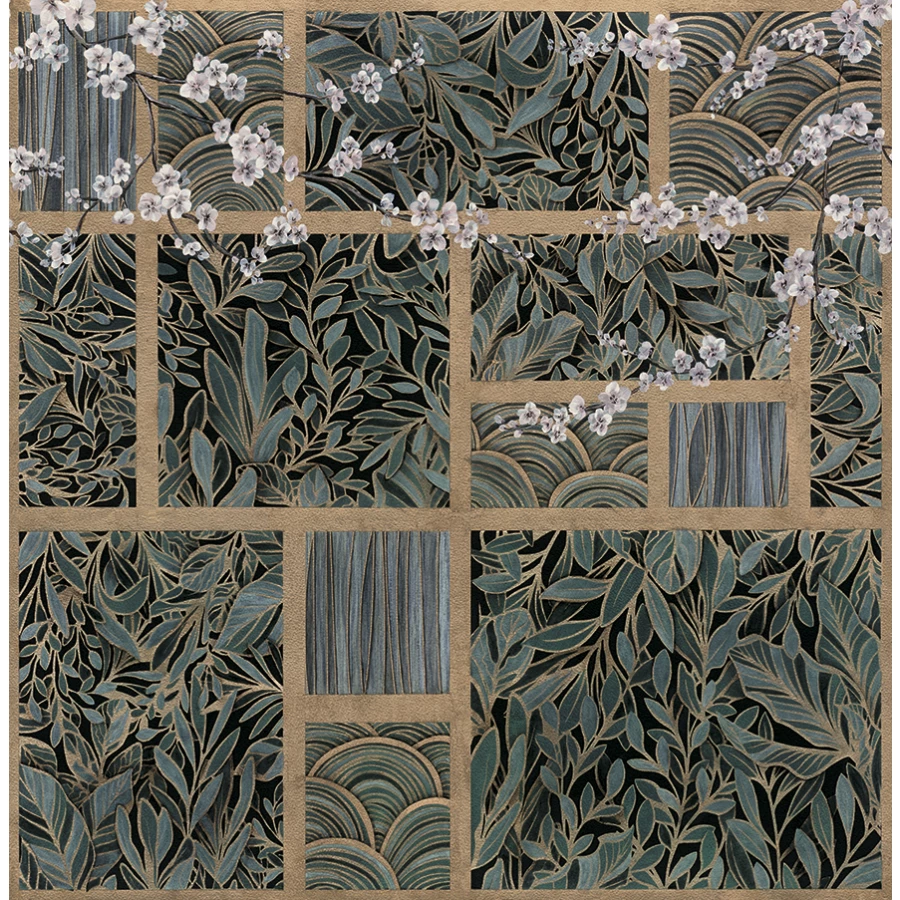 Обои флизелиновые Marburg Casa Vita зеленые 36096 2,65х2,7 м