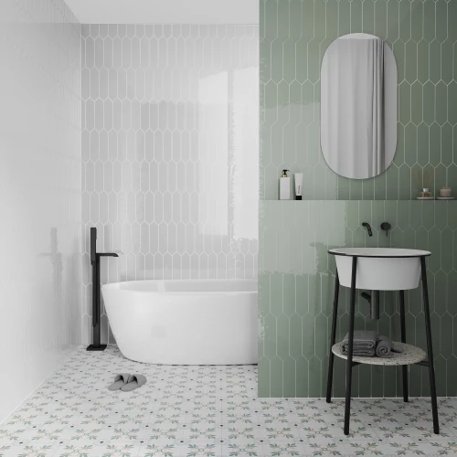 Плитка настенная Smile Tile Пикет Бианко / Picket Bianco глянцевая белая 38865696 30х7,5 см