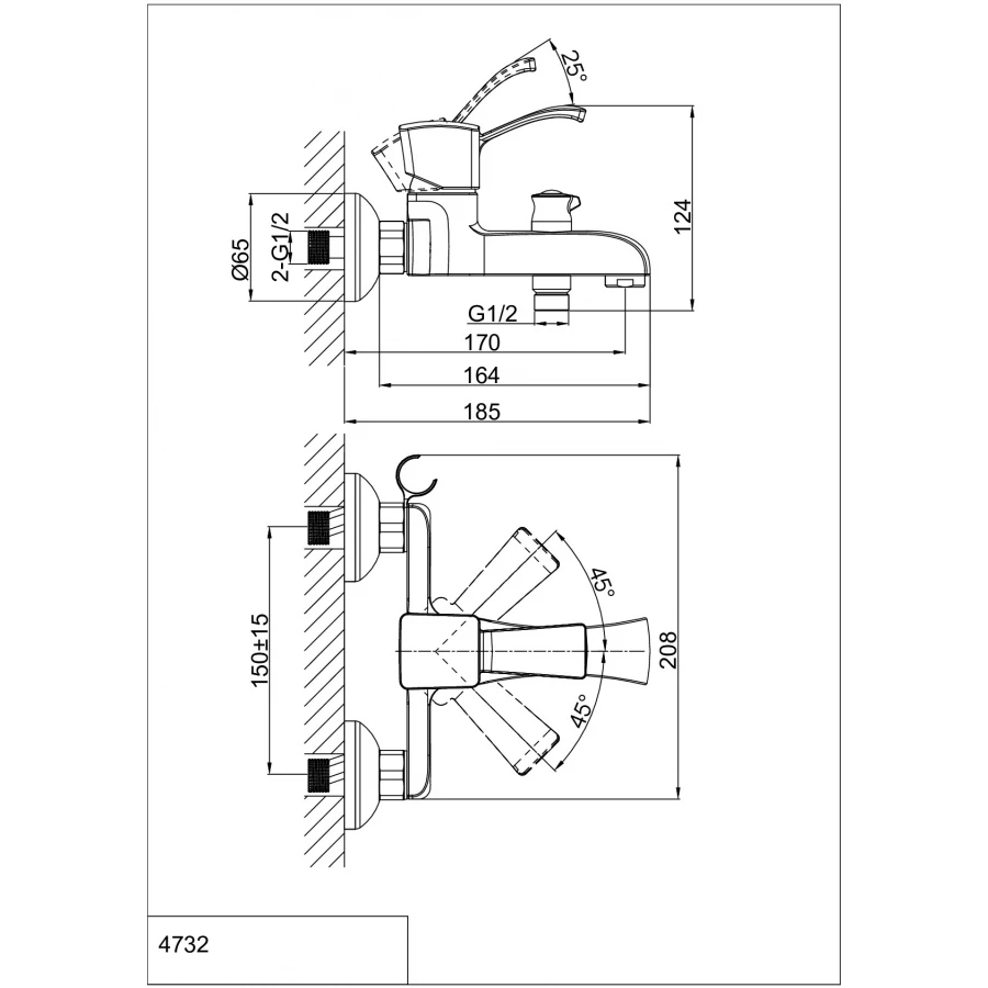 Смеситель для ванны D&K Rhein Bach DA1473201 хром