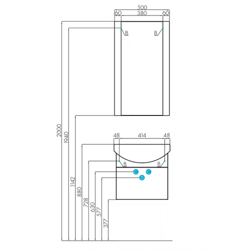 Зеркало Акватон Ария 50 белый 1A140102AA010