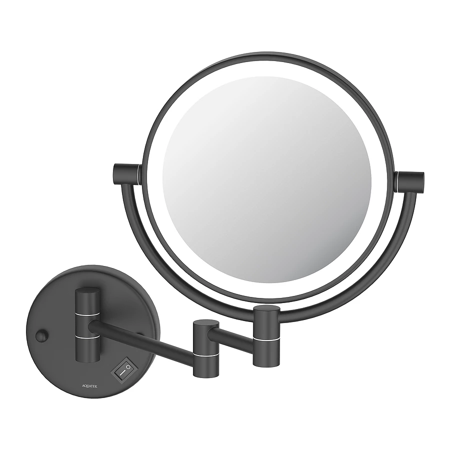 Зеркало косметическое настенное с подсветкой 5х матовый черный AQ4912MB