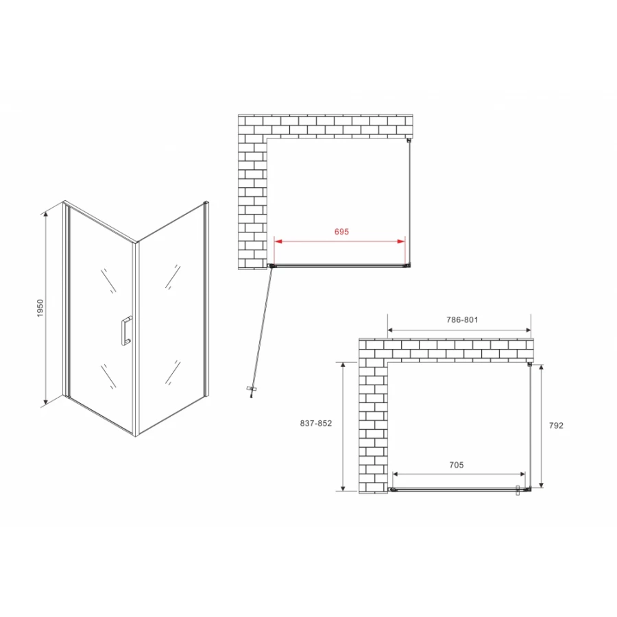 Душевой уголок Abber Sonnenstrand AG04080B-S85B 80х85 см