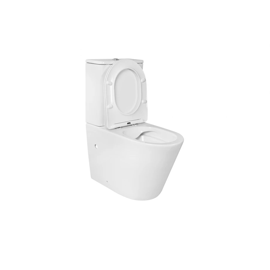 Унитаз без бачка, напольный безободковый Aquatek Вега горизонтальный выпуск тонкое сиденье с механизмом плавного закрывания AQ2904-00 63х39х82,5 см