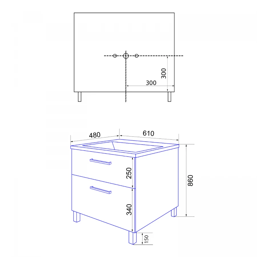 Комплект Azario Тумба Ника 60 Н напольная с раковиной Tempo 60 CS00091368 61х48х86 см