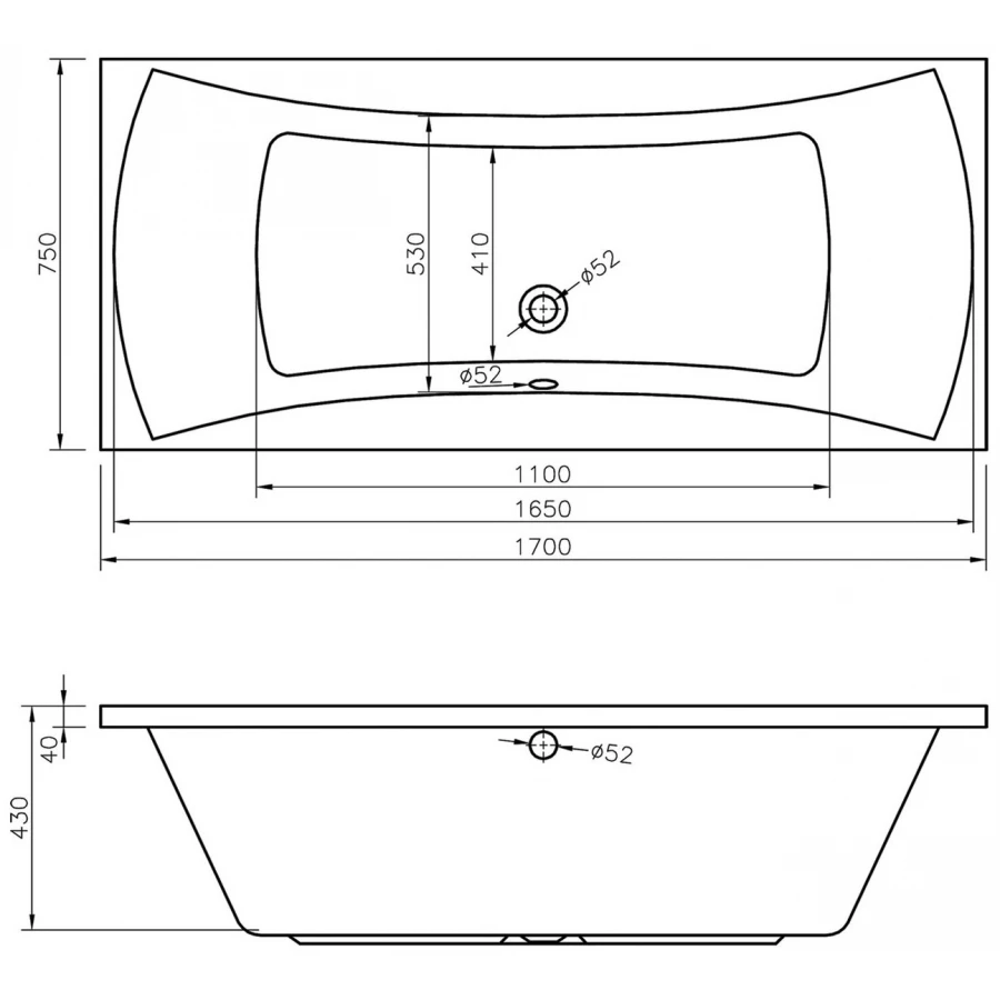 Акриловая ванна Lavinia Boho Evan S4-3711017P универсальный (комплект 5 в 1) 170x75 см
