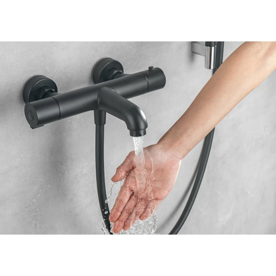 Смеситель Aquatek термостатический для ванны матовый черный AQ1043MB