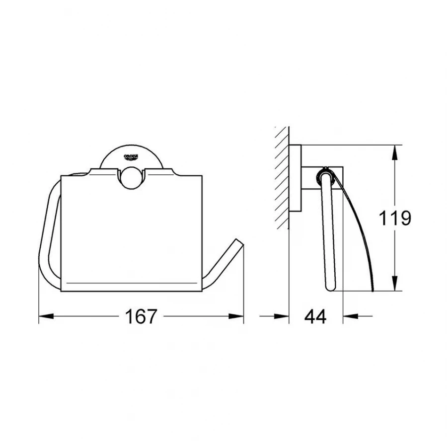 Держатель для туалетной бумаги Grohe Essentials с крышкой холодный рассвет матовый 40367GN1