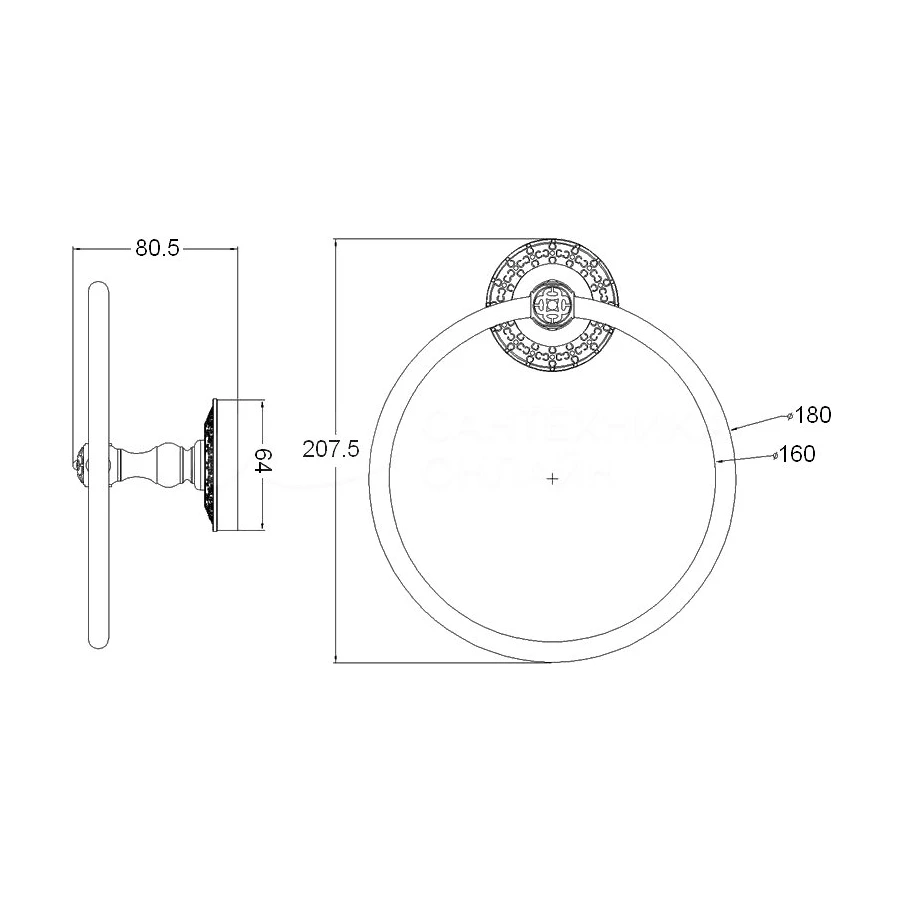 Кольцо для полотенца Zorg Antic AZR 11 BR 180х207,5 см