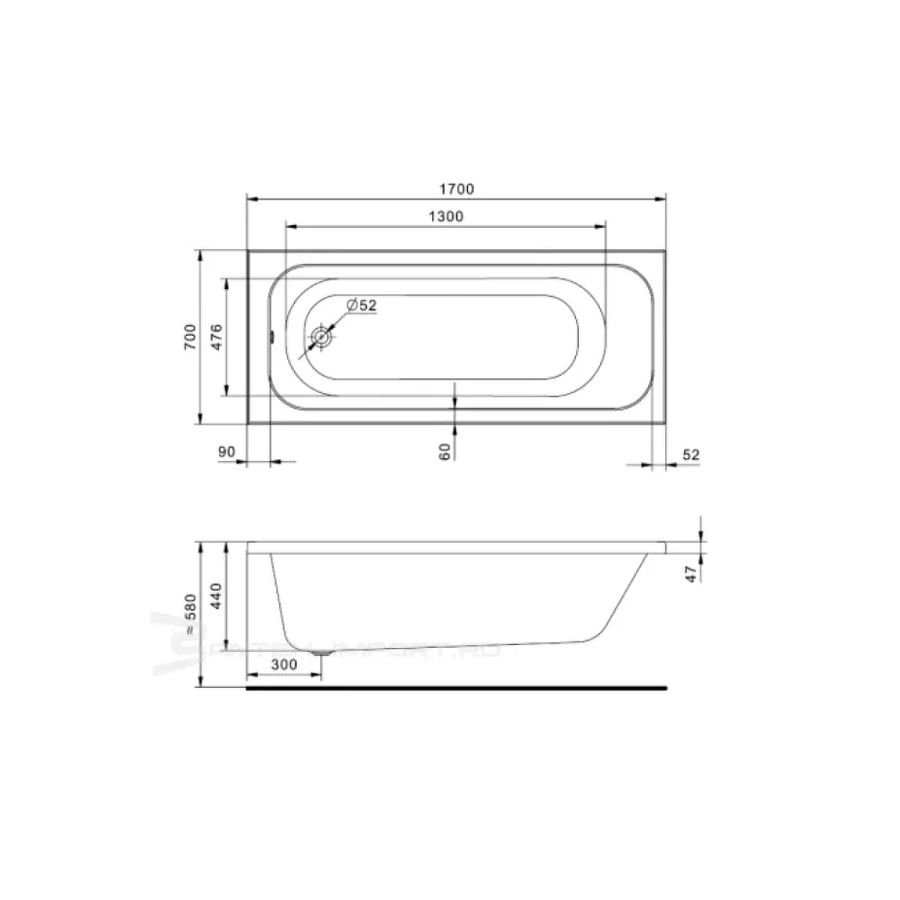 Ванна акриловая Santek Ламма 1WH501747 170x70 см