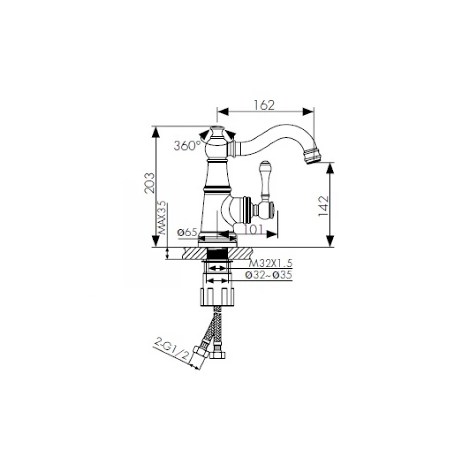 Смеситель для раковины Kaiser Aria 03011 хром