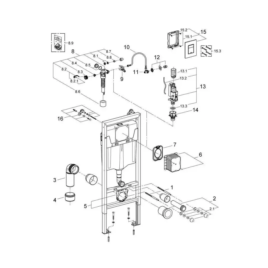 Инсталляция для подвесного унитаза Grohe Rapid SL 3 в 1 с кнопкой смыва 38772001