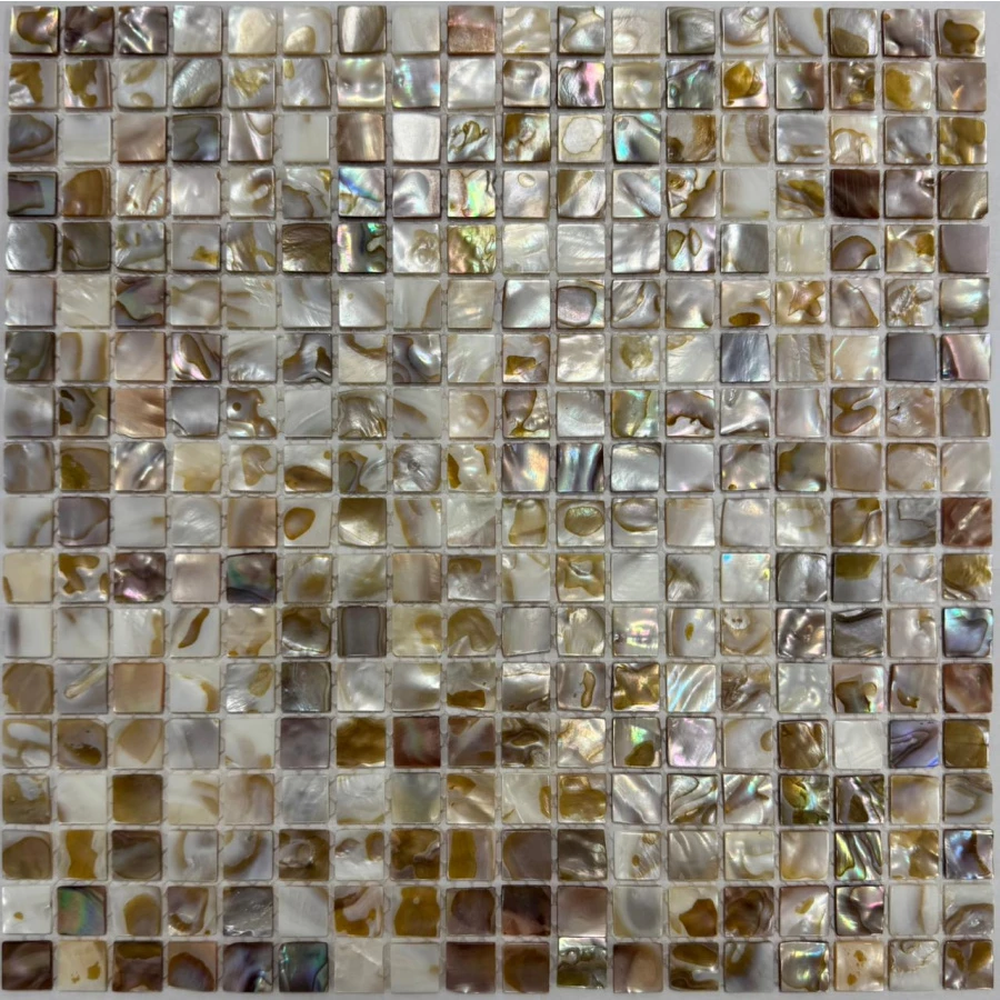 Мозаика Pixel mosaic Перламутр 15х15 перламутр глянцевая бело-коричневая PIX 772 30х30 см