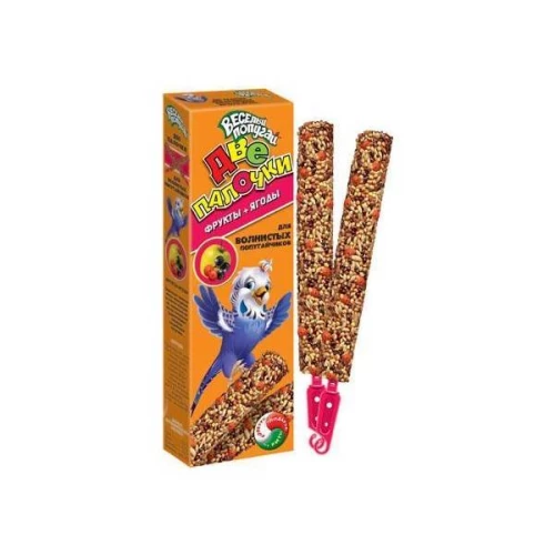 Палочки для волнистых попугаев Зоомир Веселый попугай фрукты и ягоды 2 шт 