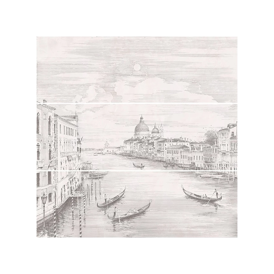 Панно Kerama Marazzi Город на воде Venice 3 части 12109R\3x\3F 75х75 см