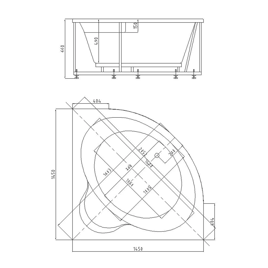 Ванна акриловая Aquatek Ума UMA145-0000001 145х145 см