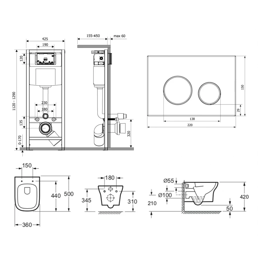 Комплект 9 в 1 Lavinia Boho Relfix Bristol Rimless 97020173 (состоит из 3305101R, 33290500, 38010020, 3805002W, 38040010, 60567, 98652)