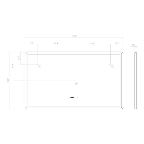 Зеркало Vigo Geometry Luxe 1200 212 120x70 см