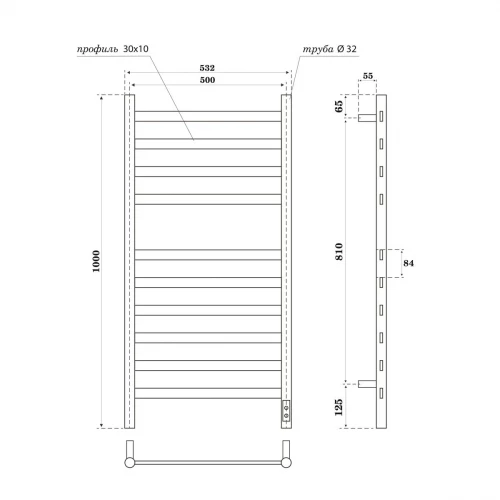 Полотенцесушитель электрический Point Селена П10 PN16850GR 50х100 см