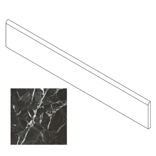 Плинтус Gresse Simbel с завальцовкой мрамор черно-серый матовый GRS05-02 60х9,5 см