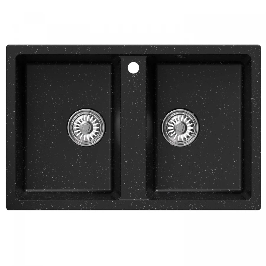 Мойка MixLine ML-GM23 New двухчашевая черная 308 552037 77x50x19 см