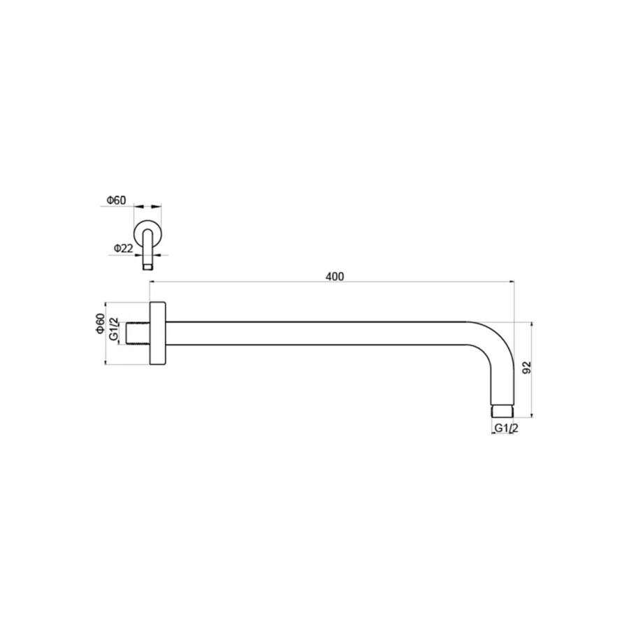 Держатель верхнего душа настенный Aquatek 400 мм AQ2176CR