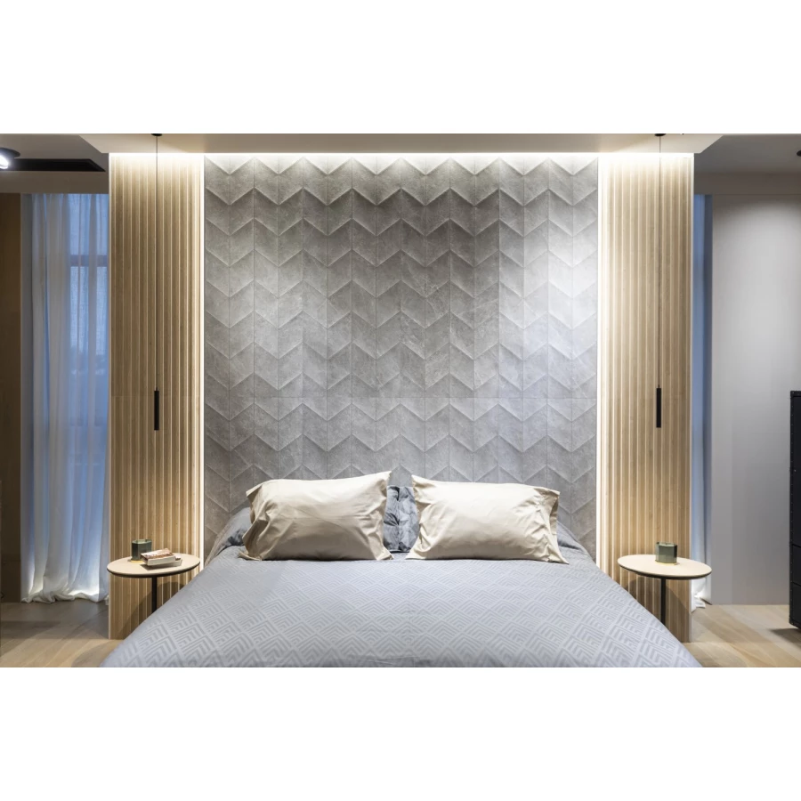 Плитка настенная Porcelanosa Мйстис Грей Спига / Mystic Grey Spiga матовая серая 100336893 150х59,6 см