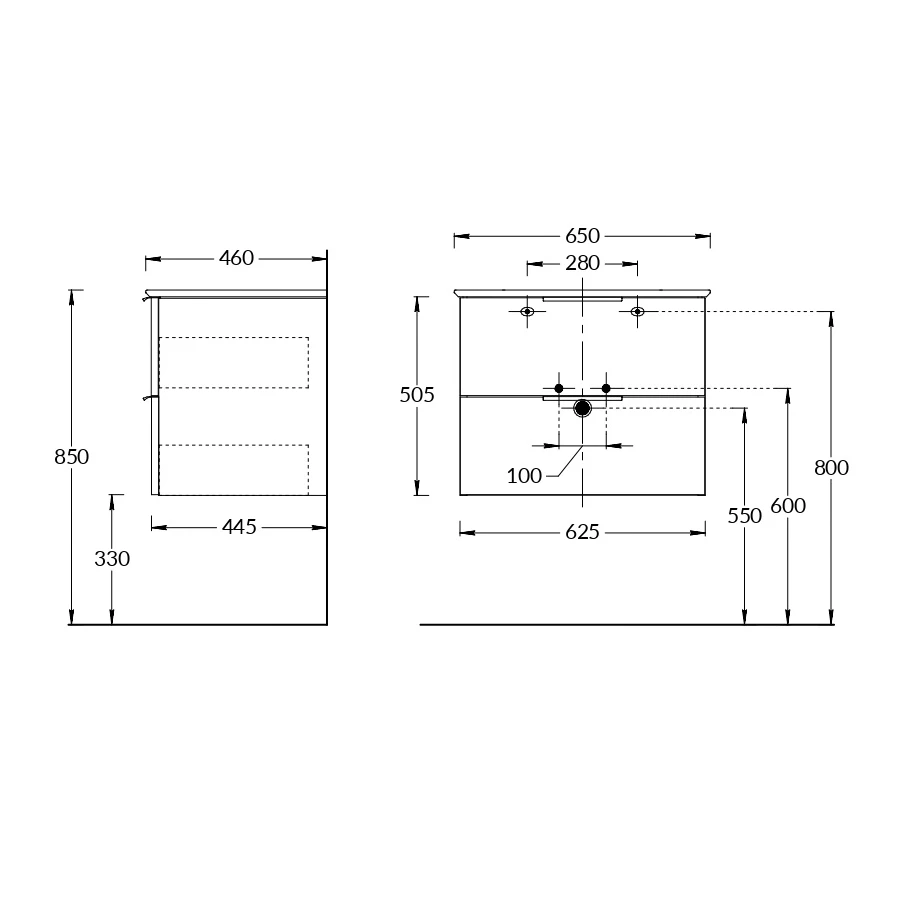Тумба Kerama Marazzi Piano Forte подвесная 2 ящика белый глянцевый PI.F.65\WHT 65 см