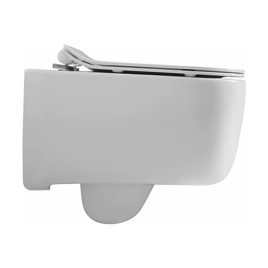 Унитаз Aquatek Лугано подвесной безободковый тонкое сиденье с механизмом плавного закрывания крепеж AQ2002-00 51x35x36 см