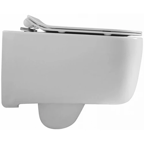 Унитаз Aquatek Лугано подвесной безободковый тонкое сиденье с механизмом плавного закрывания крепеж AQ2002-00 51x35x36 см