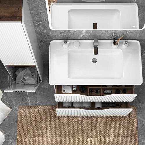 Пенал Briz Монблан ПК-40 напольный с корзиной для белья глянцевый белый 40 см