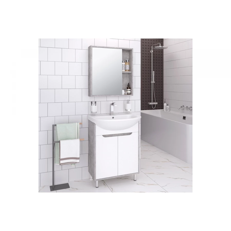 Тумба под раковину Runo Эко 60 серый бетон под умывальник Уют 60 00-00001327 59.5x80 см