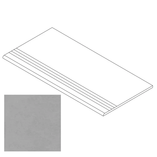 Ступень Gresse Sigiriya с насечками и завальцовкой лофт светло-серый GRS09-09 60х29,5 см