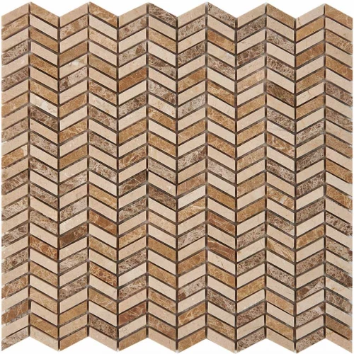 Мозаика Pixel mosaic Мрамор Light Emperador Cream marfil чип 27x10 мм сетка Полированная PIX 289 30,7х29,8 см