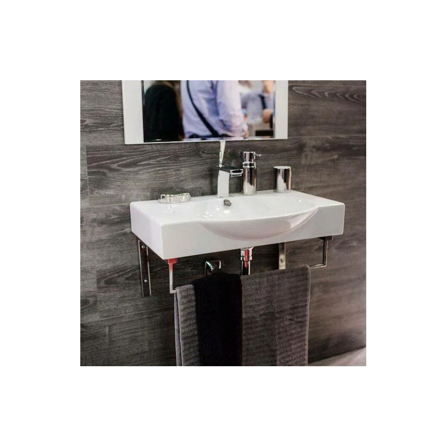 Умывальник Sanita Luxe Infinity 65 с кронштейнами и полотенцедержателем INF65SLWB01KR