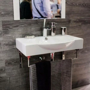 Умывальник Sanita Luxe Infinity 65 с кронштейнами и полотенцедержателем INF65SLWB01KR